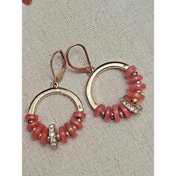 Chico's Faux Coral Chunky Multi Strand Beaded Elegant Necklace & Earrings - Picture 7 of 8